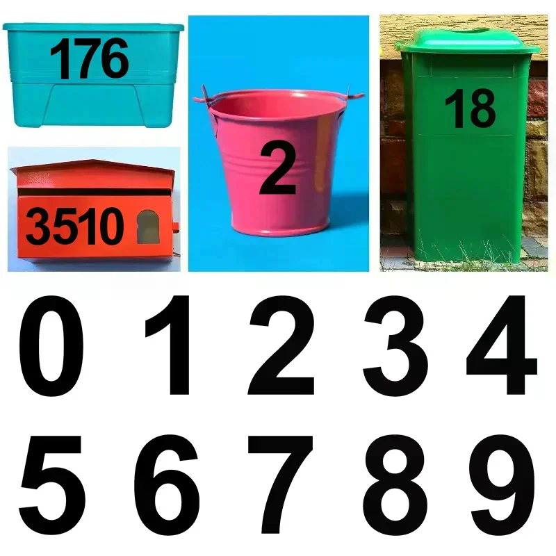 6.9-Inch (17.5cm) Trash Cans Decal Sticker Self-Adhesive Number Stickers Wheeled Dumpsters Door Mailbox Garage Labels Large