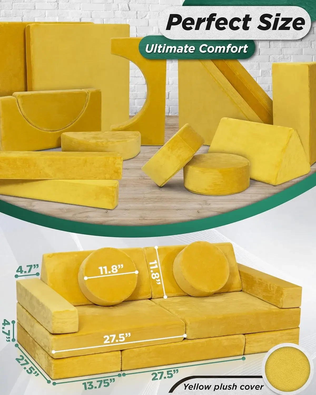 UKCA Children Play Foam DIY Play Couch Furniture Folding Modular Living Room Sofas Kids Play Couch