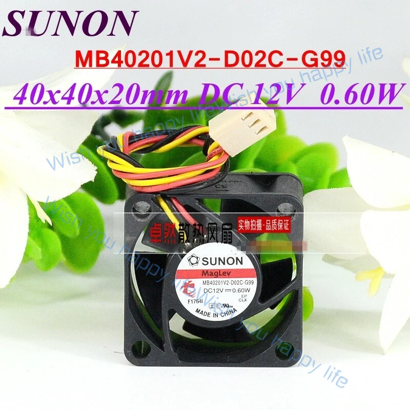 L... 1PC for MB40201V2-D02C-G99 12V 0.60W 4CM 4020 3-wire cooling fan  #rt