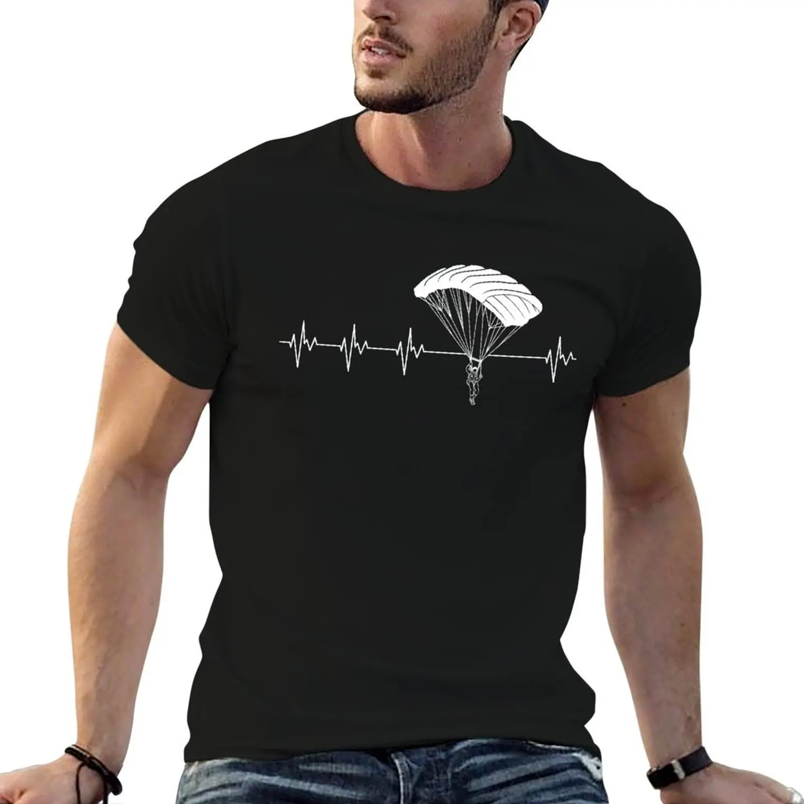 

Skydiving Heartbeat Skydiver Parachuting Lover T-Shirt man t shirt luxury anime tshirt T-Shirt