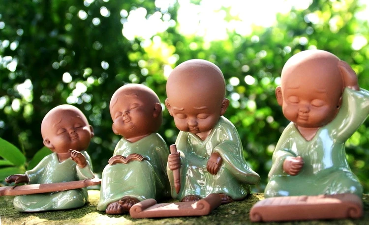 Офисный магазин, компания, дом, настольная книжная полка, статуя ЛУЧШЕЕ ИСКУССТВО- CHAN DAO Monk, учебная работа-GEYAO Celadon Porcelain Buddha Business ART