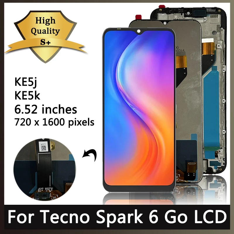 

Original for infinix tecno Spark 6 Go KE5j, KE5k Lcd Display Touch Screen Digitizer Assembly for tecno Spark GO 2020 KE5S lcd