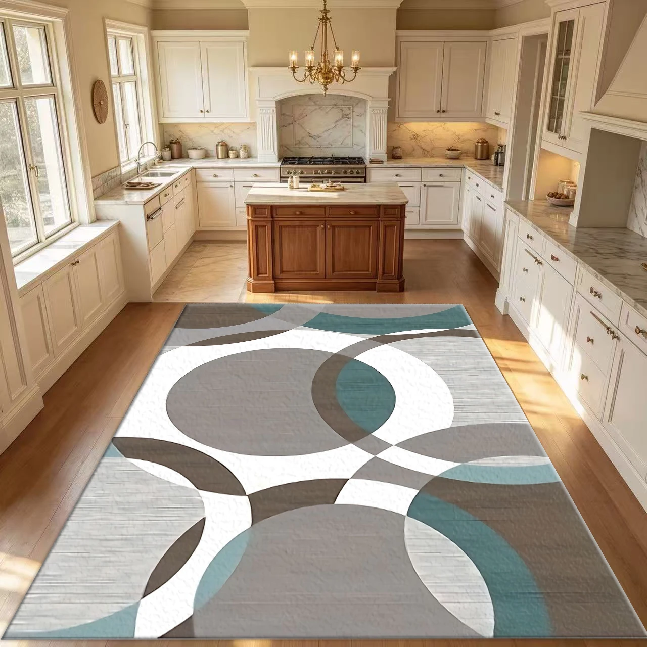 Modern Abstract Round Geometric Carpet Floor Decoration Minimalist Neutral Non-Slip Carpet Suitable for Living Room Bedroom Home Decor