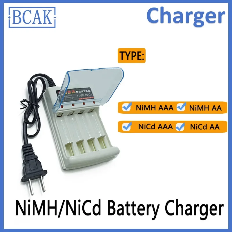 1.2V 4 Slots Battery Charger with LED Indicator Cover Protection for NiMH Rechargeable Battery AAA / AA Quick Charger