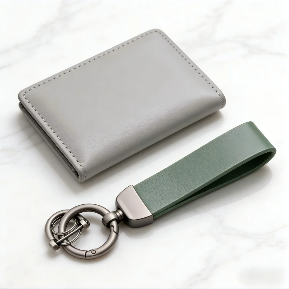 

Customized Car Keychain With Logo Printing Lost Color Changing PU Leather Key Blank New Car Fashion Metal Ring Personalized