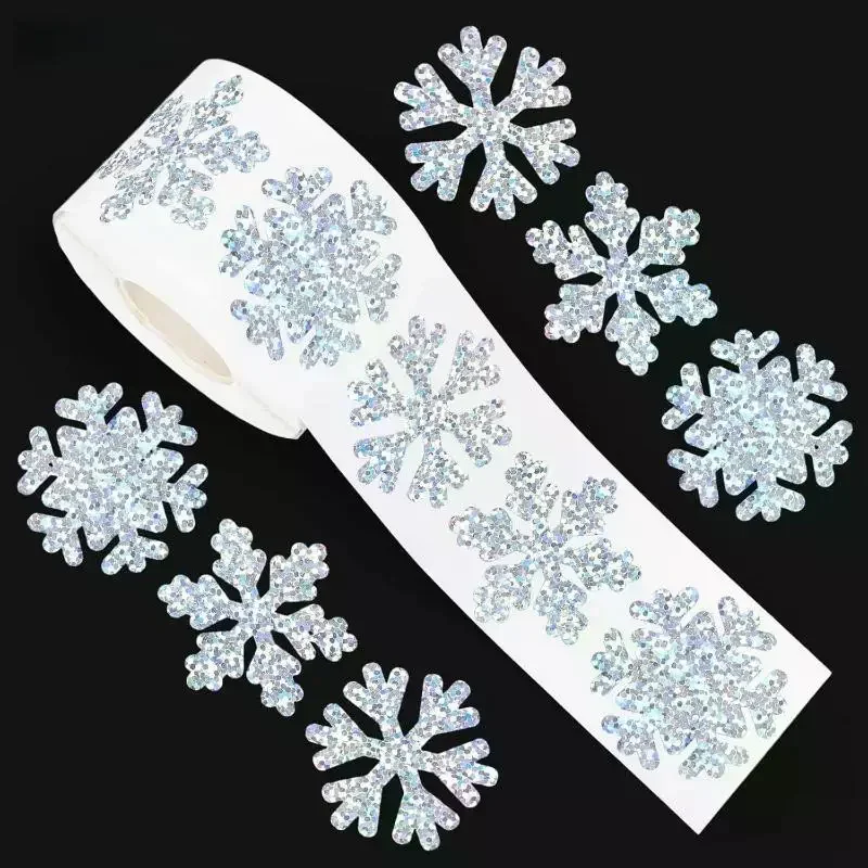 500Pcs Party Christmas Gift Wrapping Label Children Scrapbook Stationery Decals Laser Christmas Snow Stickers