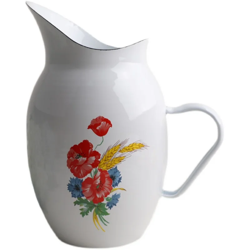 

Jug Enamel Flower Vase for Home Decoration