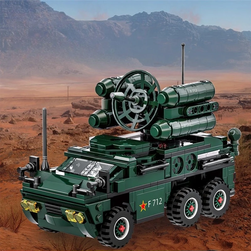 SEMBO 対空ミサイル車両ビルディングブロッククリエイティブ手組み立て戦車モデルデスクトップ装飾品教育玩具ギフト