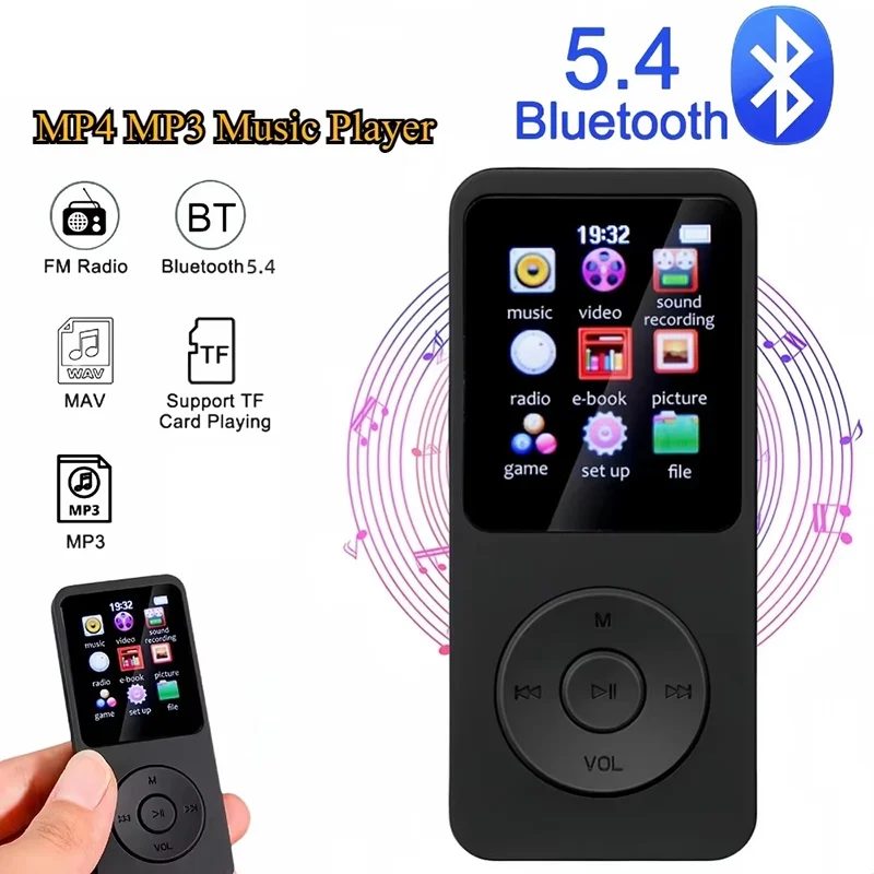 1.8 Inch MP3 Player Type-C Portable Walkmen Bluetooth 5.4 Music Player Support …