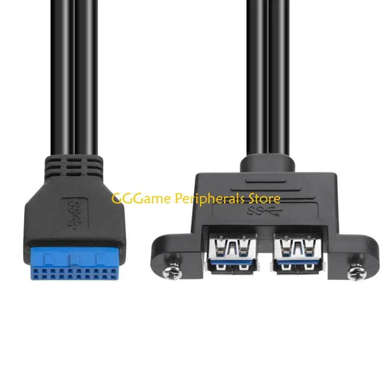 U55B Panel Mount USB3.0 Extension Cable for Case Front Access with Two USB-A Female Openings and Two Male Cable Ends