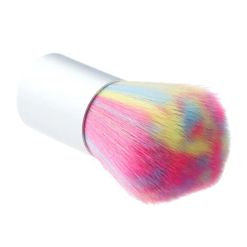 Portable Nail Art Dust Brush Remover Cleaner Makeup Face Brush Rainbow Color