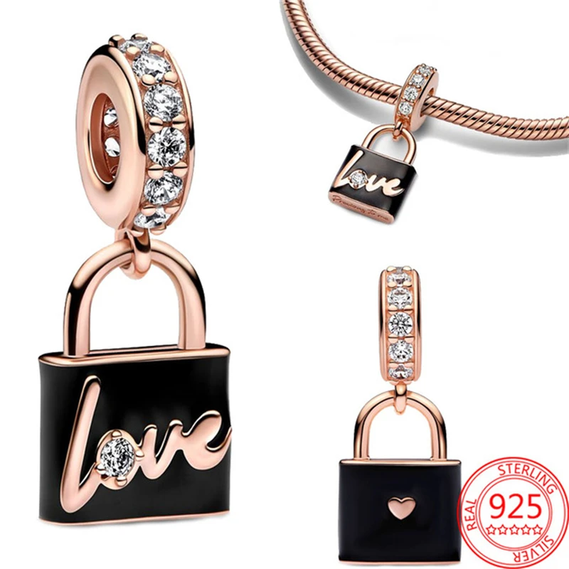 New 925 Sterling Silver Lock & Heart Key Charm Bead Fit Original Pendant Charms Bracelet For Women DIY Jewelry Lover's Gift 2024
