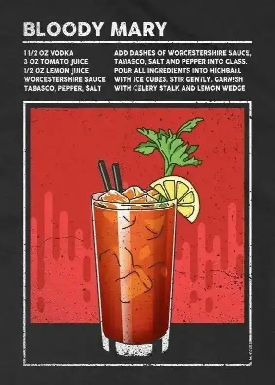 Bebida mixta con alcohol Bloody Mary Cocktail Happy Hour Bartender Camiseta. Camisetas informales para hombre con cuello redondo y manga corta 100% algodón nuevas