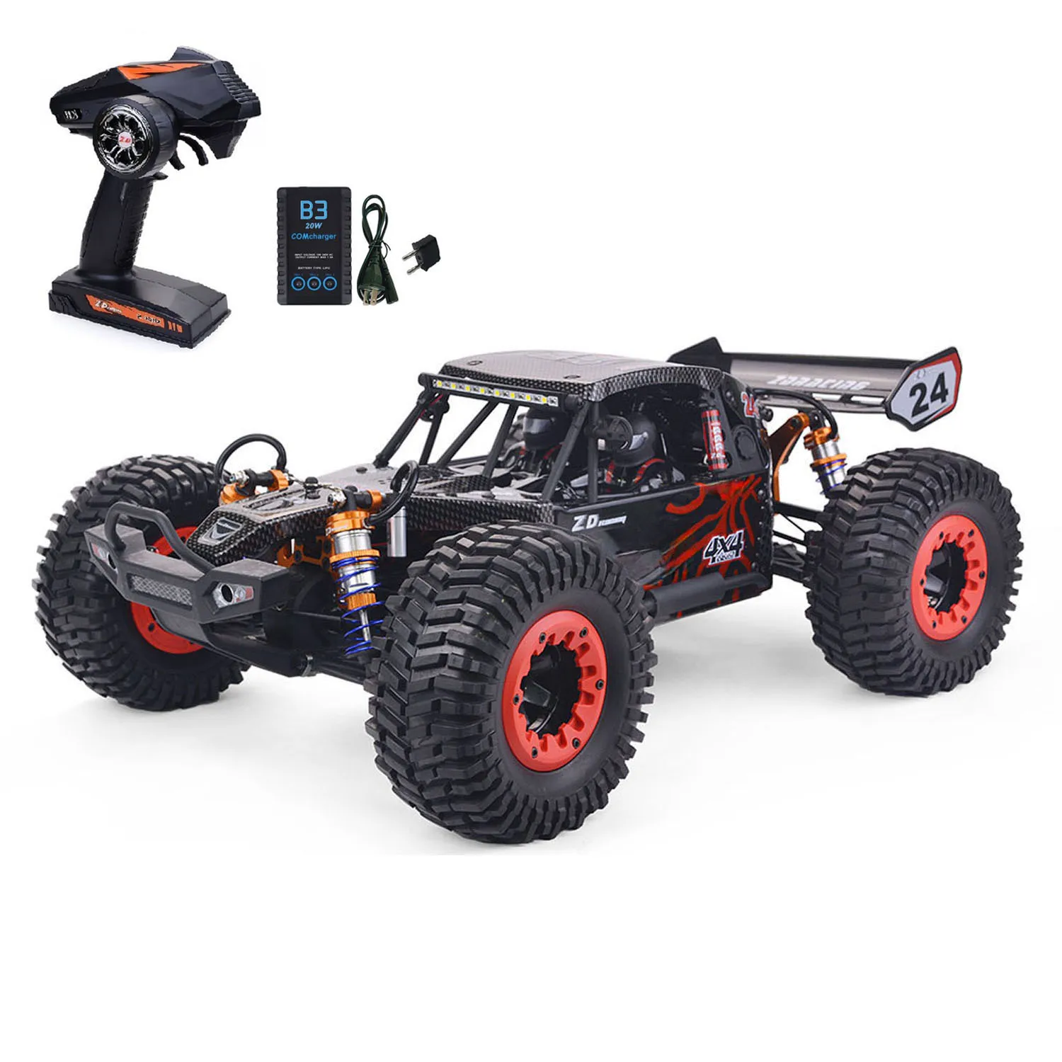 

11.4 Inches Wheelbase ZD Racing 1/10 DBX 102 Remote Control Off Road Car Tail Wing Version PVC Shell RC Desert Buggy LED Light