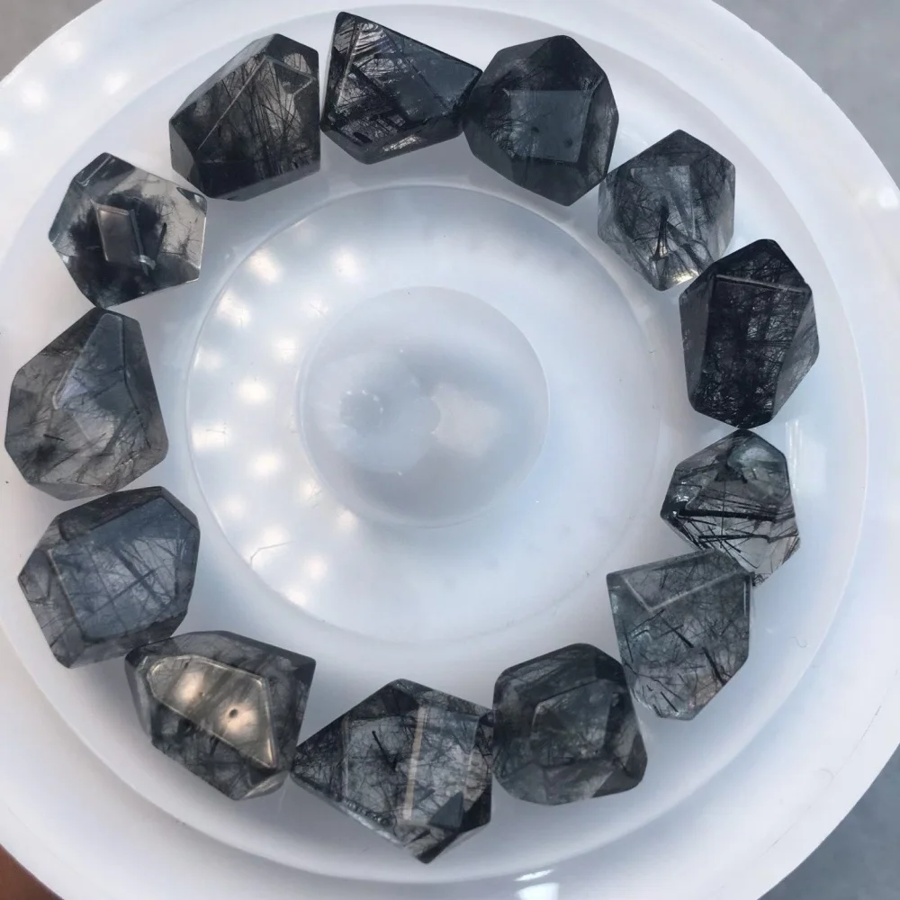 

2PCS Natural Black Silver Hair Quartz Freeform Quartz Carving Healing Fengshui Reiki DIY Jewelry Accessories Holiday Gift 12MM