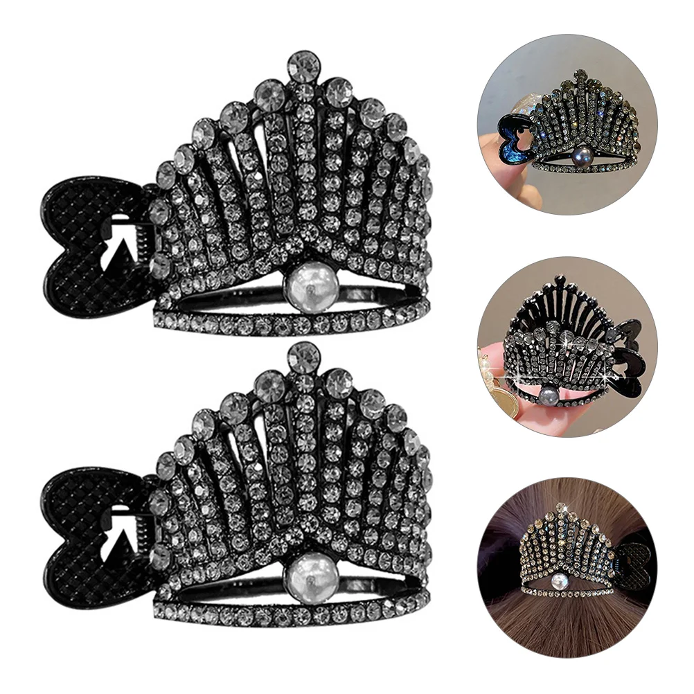 

2 шт. высокие зажимы для хвоста, зажимы для толстых черных женщин, аксессуары, свадебные заколки для волос со стразами, легко носить, долговечный, удерживающий