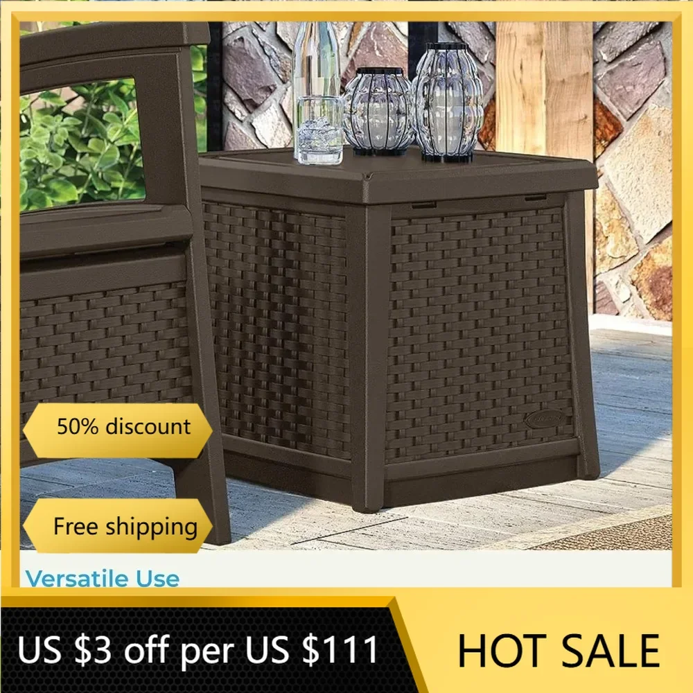 13 Gallon Resin Outdoor Patio End Table Storage Box Freight Free