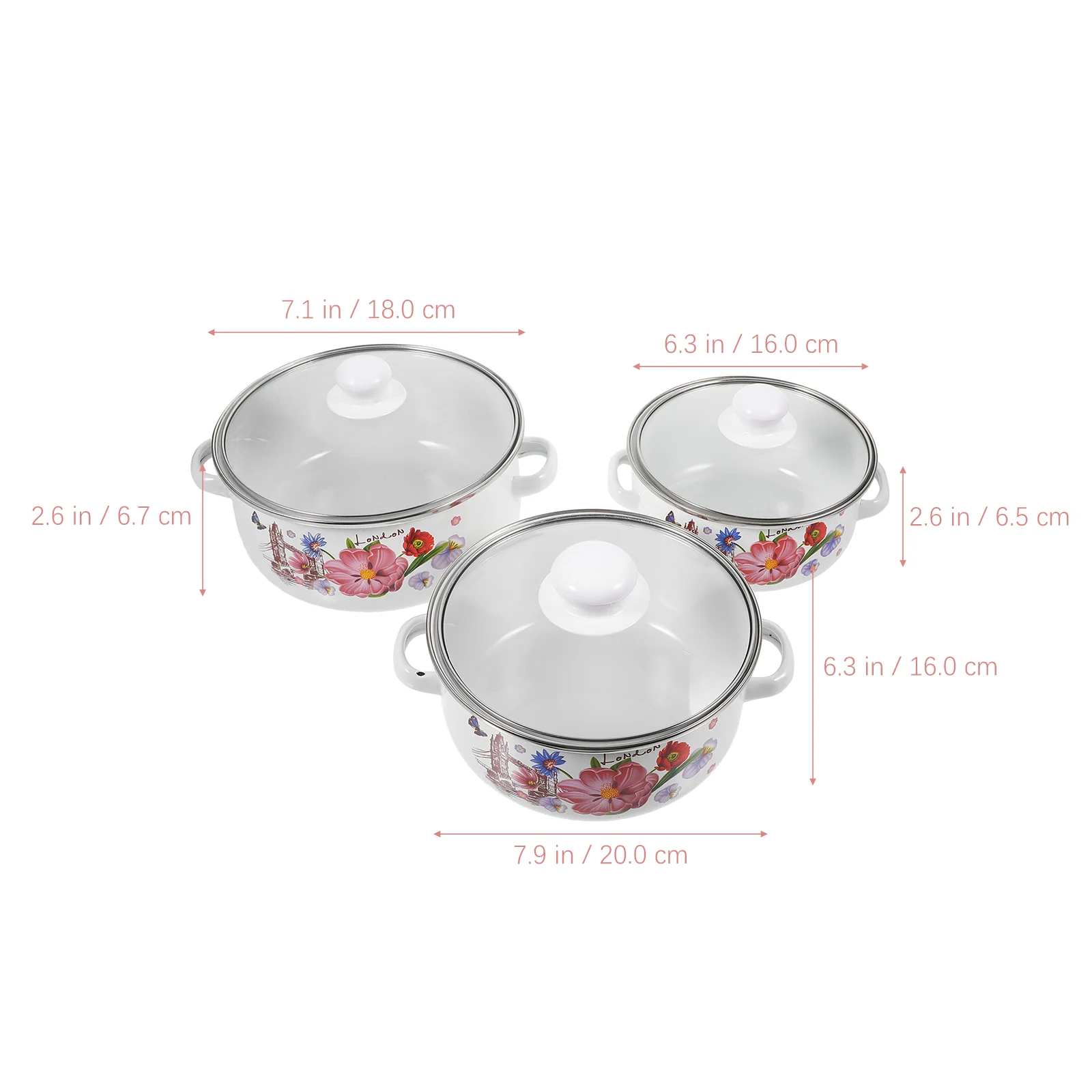 Double-Handle Cooking Pot Canteen Enamel Stew Set Home Cooking Pans Household Wear-Resistant Enamel Cooking Pans