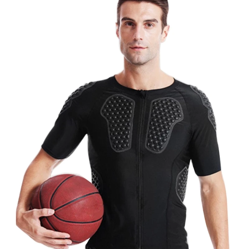 Masculino compressão acolchoada Camisa basquete futebol equipamento proteção peito costela