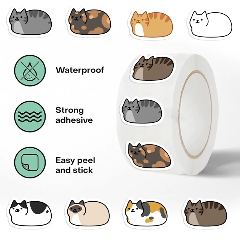 

500pcs Cartoon Cat Stickers Skateboard Laptop Luggage Phone Gift Waterproof Sticker