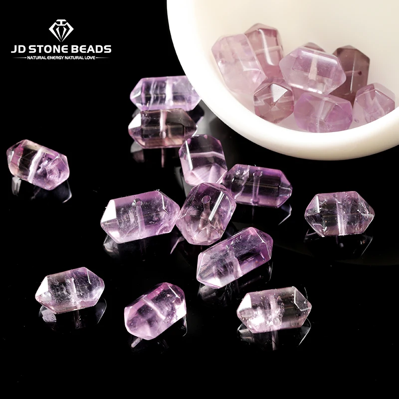 

1 Pc Natural Amethyst Carved Hexagonal Column Shape Bead With Hole Pendant for Jewelry Making DIY Necklace Bracelet Accessory