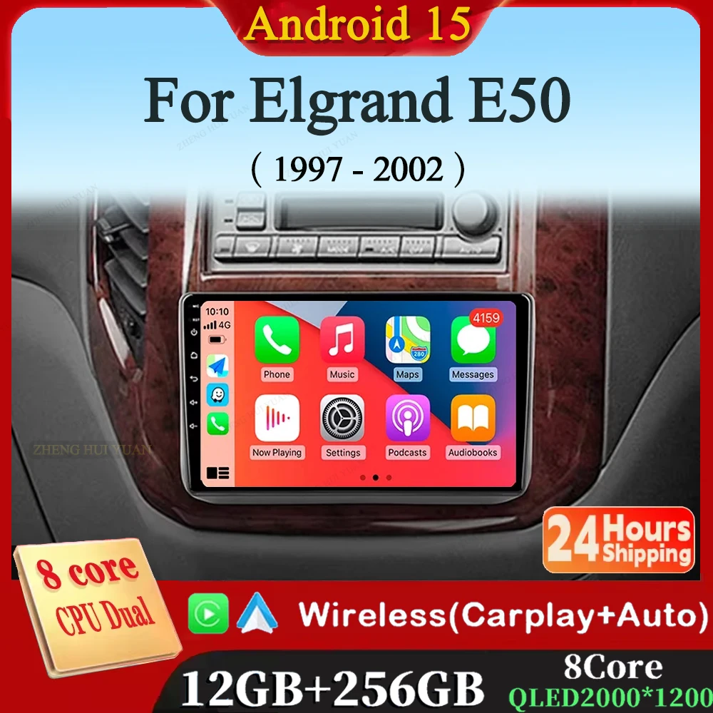 

Android 15 Carplay Auto For Nissan Elgrand E50 1997 - 2002 Car Radio Multimedia Video Player Navigation GPS No 2Din 2 Din DVD