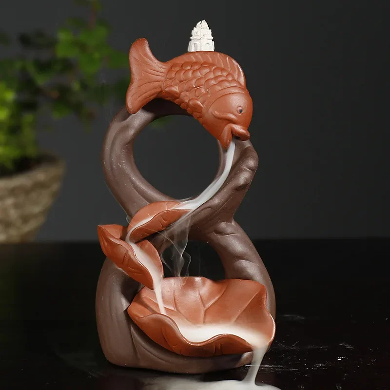 1pc, Keramik Fisch Weihrauch Brenner Kreative Wohnkultur Weihrauch Halter Wohnzimmer Büro Ornament (Ohne Weihrauch)