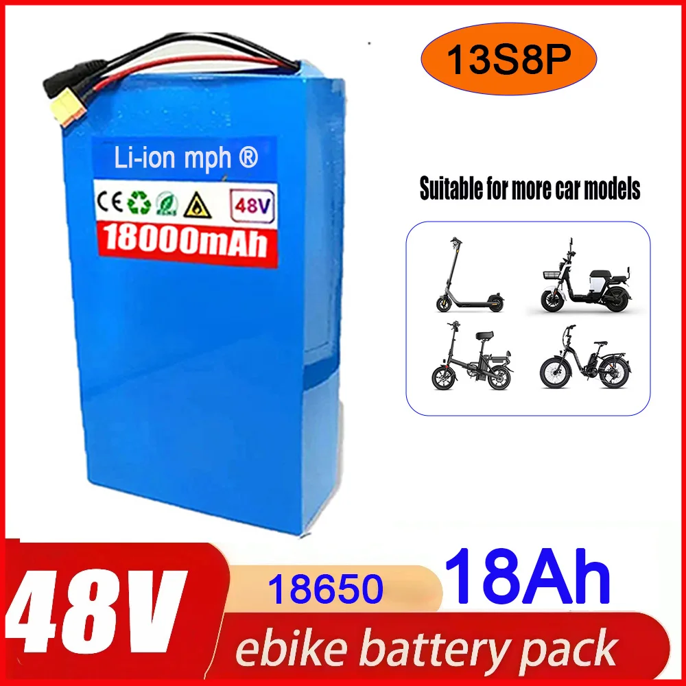 

48V 18Ah Brand new original cells 13S8P lithium battery , suitable for 500-1000W motors with built-in intelligent BMS+chargers