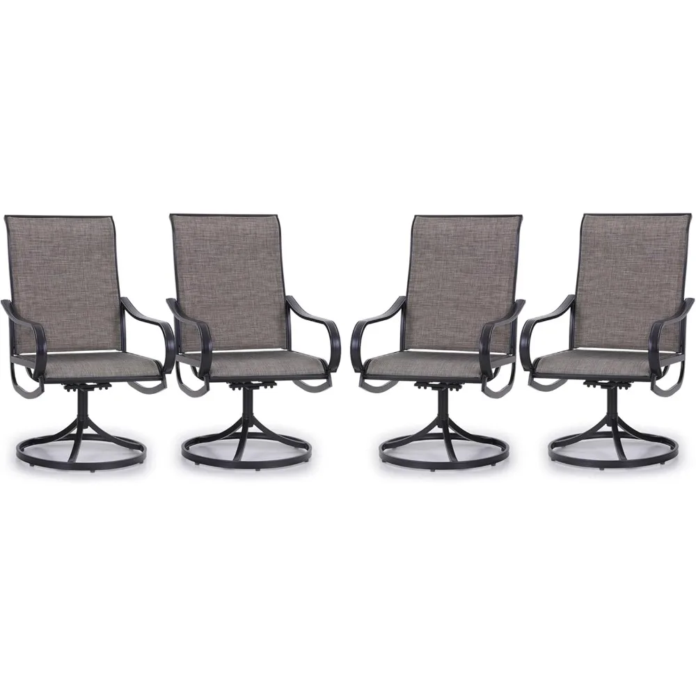 

Patio Swivel Dining Chairs Set of 4 Outdoor Metal Chair with Textilene Mesh Fabric, Patio Gentle Rocker Chair, Black Frame for