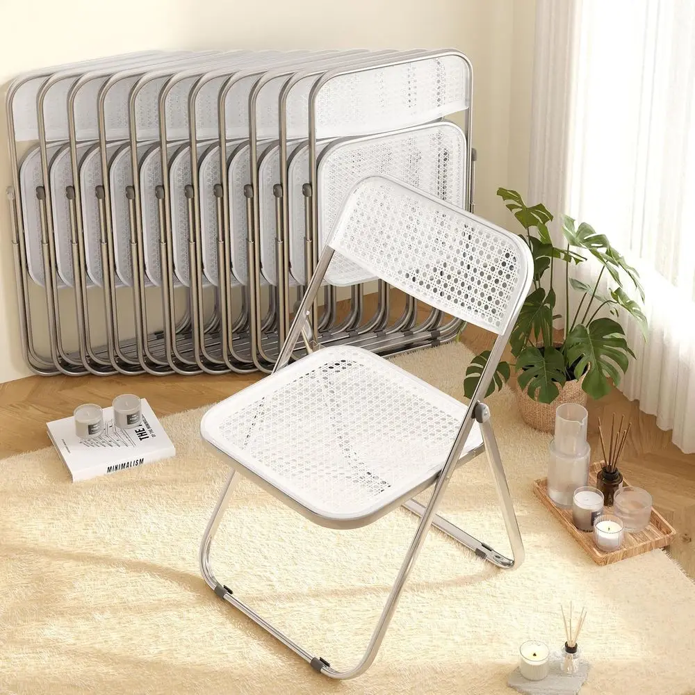olding Chair, 12 Pack Plastic Chair, White | Breathable olding chair with steel e, 300lbs acity. Portable & stackable or indoor,