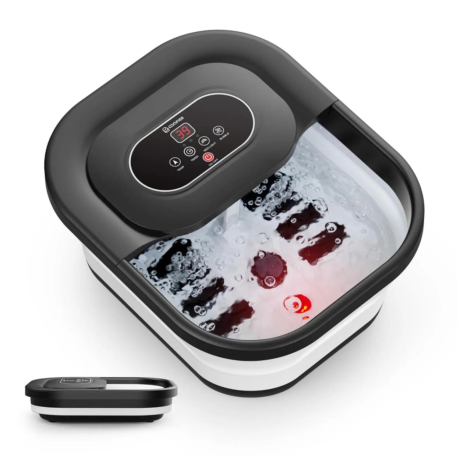 

Collapsible Heated Foot Spa with Bubbles, Red Light, and Shiatsu Rollers for Relaxation and Stress Relief