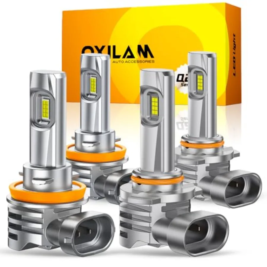 

H11/H9/H8 and 9005/HB3 LED Light Bulbs Combo for Automotive Use Aluminum Alloy Housing White 58 000LM Wider Driving Vision 1:1