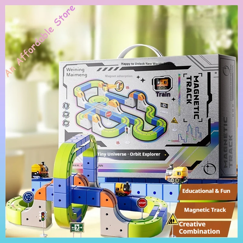 Set di mini treni elettrici con blocchi magnetici per bambini, per ragazzi e ragazze, giocattoli per bambini, regalo di compleanno