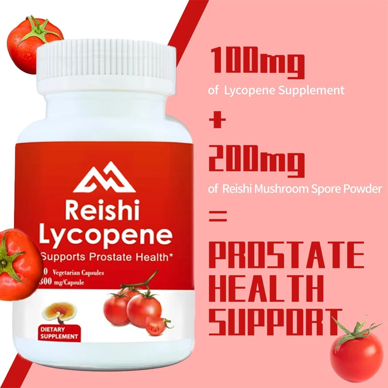 

100mg organic rich lycopene supplement 60 capsules containing 200mg Ganoderma lucidum mushroom for cellular macular support