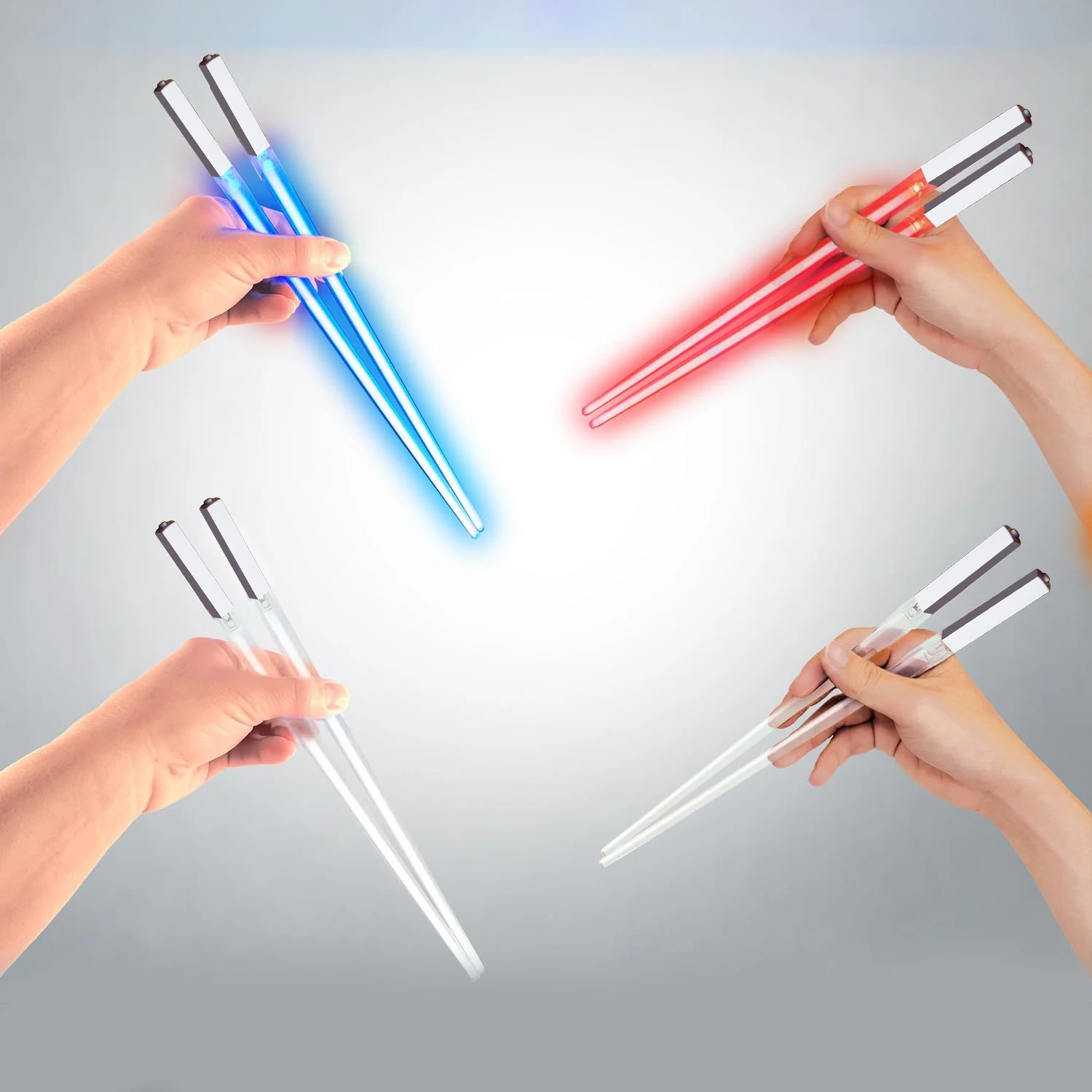 1 زوج StarWar موضوع LED Lightsaber مضيئة عيدان تناول الطعام الصينية قابلة لإعادة الاستخدام قابل للغسل انفصال السوشي عيدان أدوات المائدة المطبخ