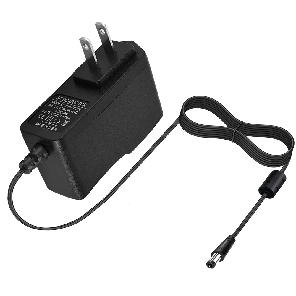 Pedal de efeito de fonte de alimentação com cabo de 2M 9V 850MA Adaptador de alimentação para pedais com efeitos de guitarra elétrica, plugue UE