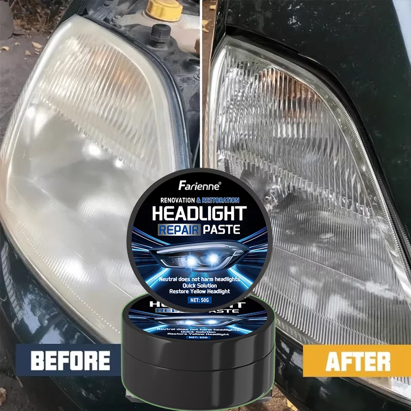 Car Headlight Restoration Kit, Scratch Remover Paste & Oxidation Cleaner, Headlight Polishing Cream to Restore Bright Shine