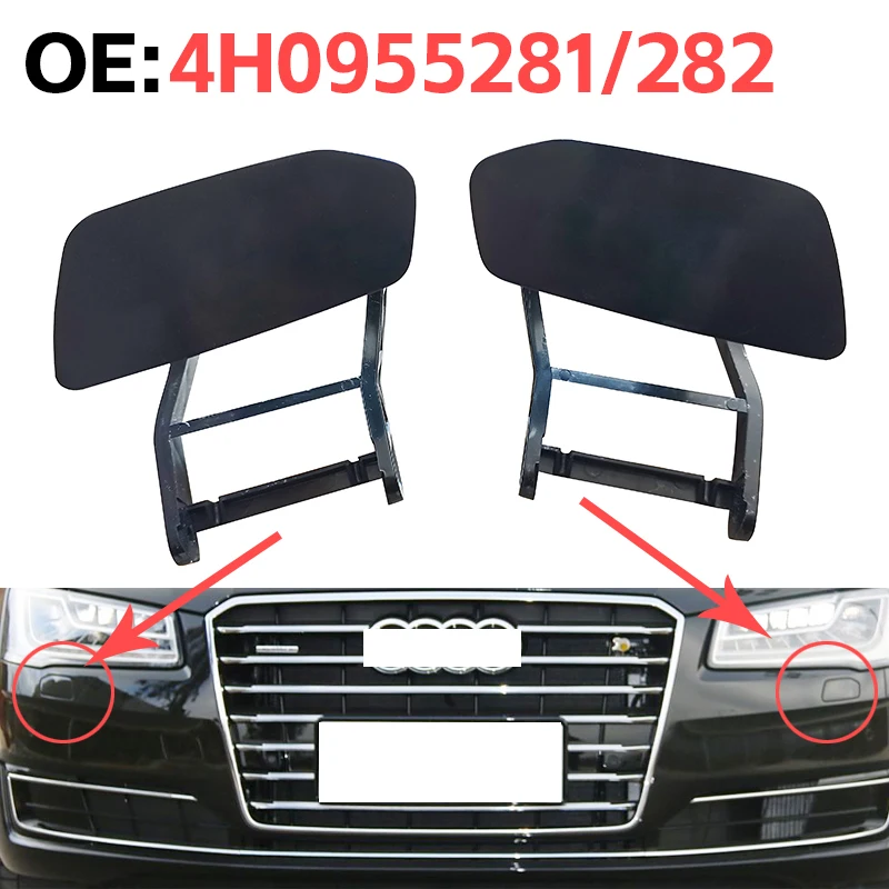 

4H0955281 4H0955282 for Audi A8 D4 2014-2017 Car Headlights Water Spray Cover Front Bar Decorative Cover Cleaning Cover