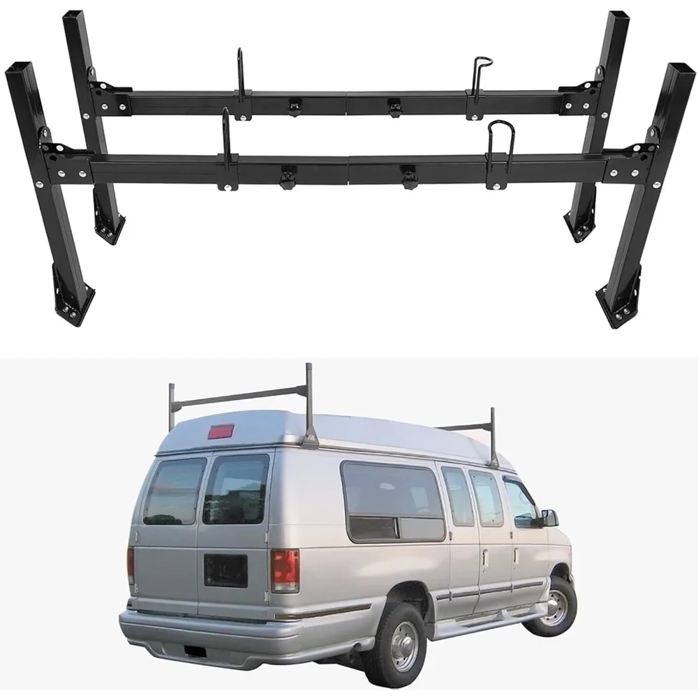 

Heavy-Duty 2 Bars Van Racks Steel Utility Ladder Truck Pickup Rack Kayak Contractor Lumber Utility for Chevy Express 1996-2018