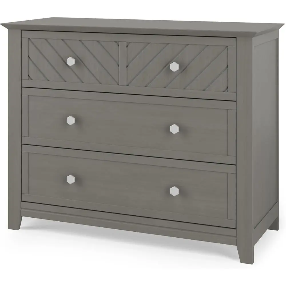 

3 Drawer Chest in Lunar Gray, Child's Room or Nursery, Anti-Tip Kit Included, Real Wood Construction, Ample Storage Space
