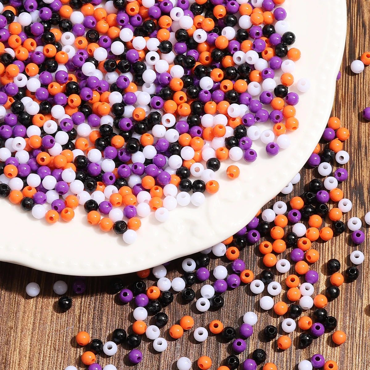 1200/2400pcs 4mm Acrylic Round Beads Halloween Series Unique Spacer Beads For DIY Jewelry Making Bracelets Necklaces Accessories