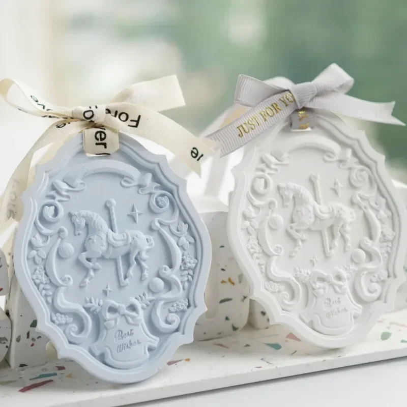 

2/4Pcs Carousel Tag Silicone Mold DIY Gypsum Car Hanger Embossed Decoration Plaster Mold Homemade Valentine Day Gift