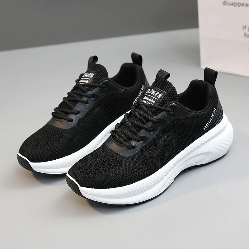 Spring Summer 2024 New Style Fly Woven Mesh Hollow Sports Shoes Women Comfort Breathable Casual Soft-soled Running Shoes