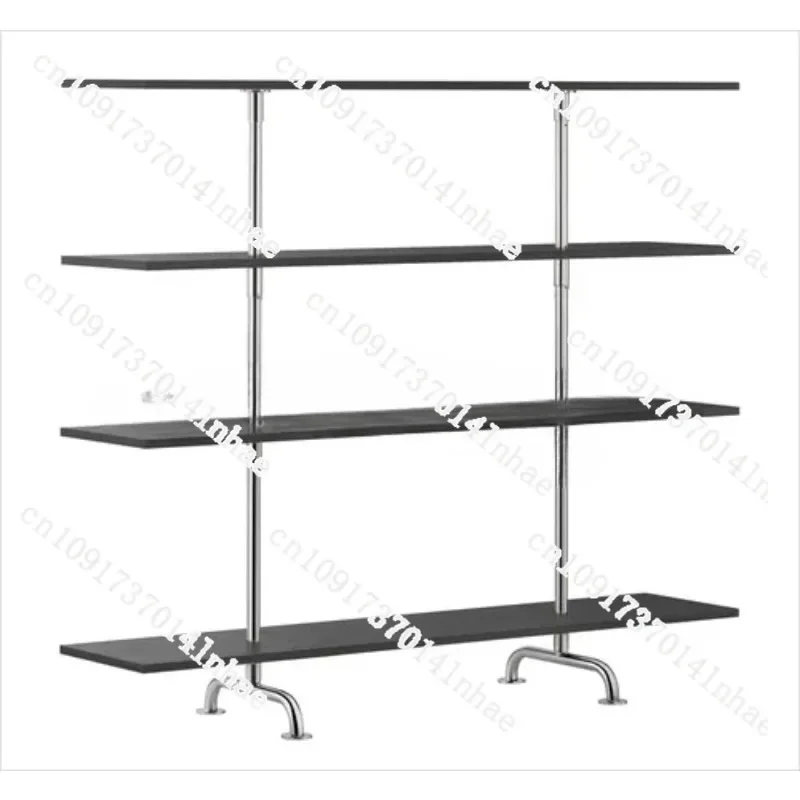 Shelf Black Three-layer Wall Display Magazine Rack Stainless Steel Shelf Retro