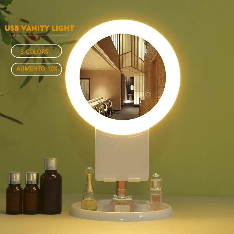 

10X Magnification Vanity Desk Light Storage Led Photo Fill Light Adjustable Touch Dimmer Usb Table Desk Cosmetic Fill-In Light
