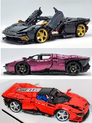 Customized Racing Super Sport Car Model 1：8 Compatible 42143 Daytona SP3 MOC Technology FerrariI Building Blocks Bricks Toys