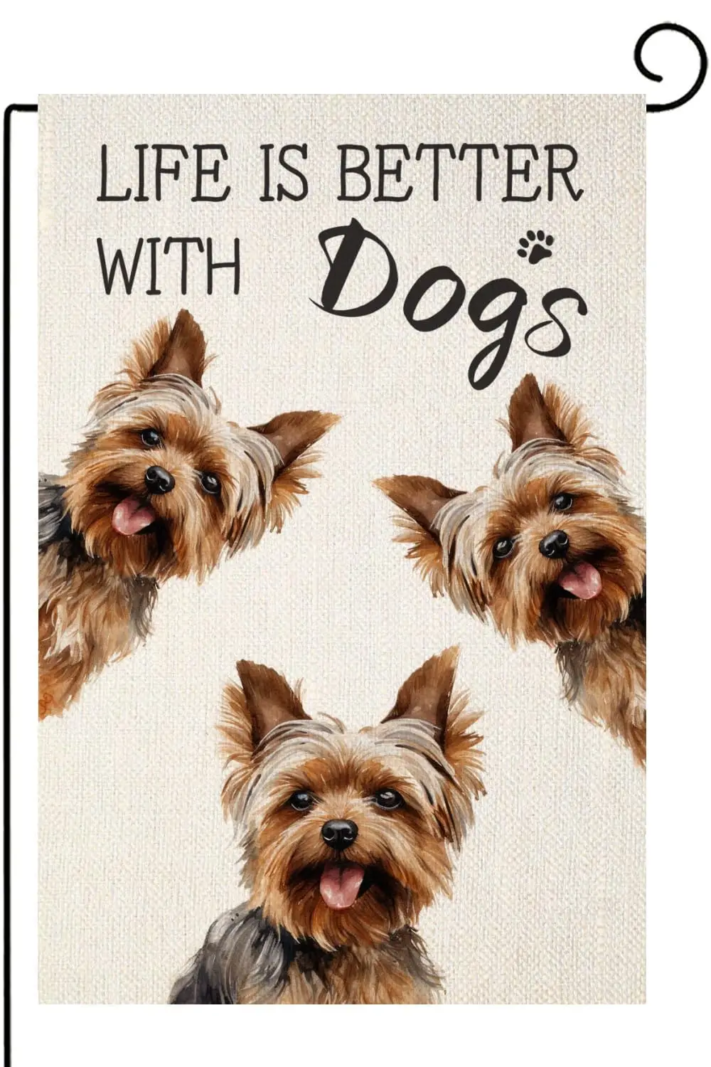 Life is Better With Dogs Yorkshire Terrier Garden Flag 12x18 Inch Double Sided Outside, Pet Farmhouse Yard Outdoor Decoration, F