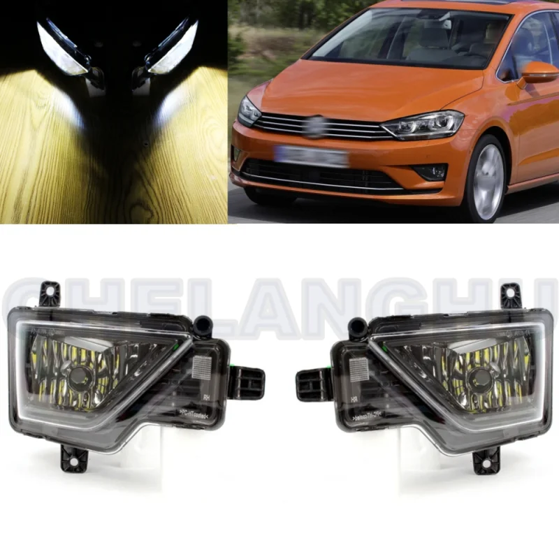 Pair Front Fog Light Lamp With LED Bulbs For VW Golf 7 Sportsvan Alltrack Variant 2014 2015 2016 2017 2018 2019 2020