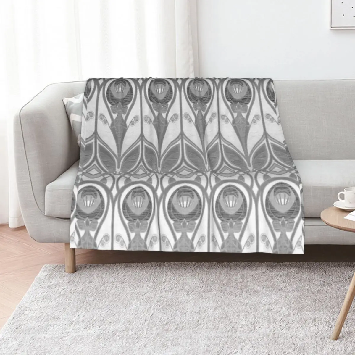 Charles Rennie Mackintosh design, grey, white Throw Blanket Personalized Gift Bed sofa bed Kid'S decorative Blankets