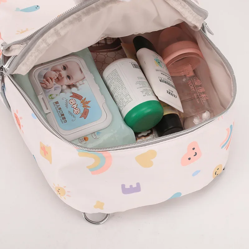 حقيبة الأم نايلون مطبوعة موضة متعددة الوظائف حقائب الأم والطفل المشي الطفل السفر سعة كبيرة حقيبة أمي أكياس حفاظات بيبي #4